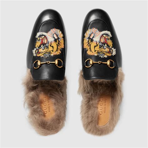 gucci slippers fur in back men|fluffy gucci slippers.